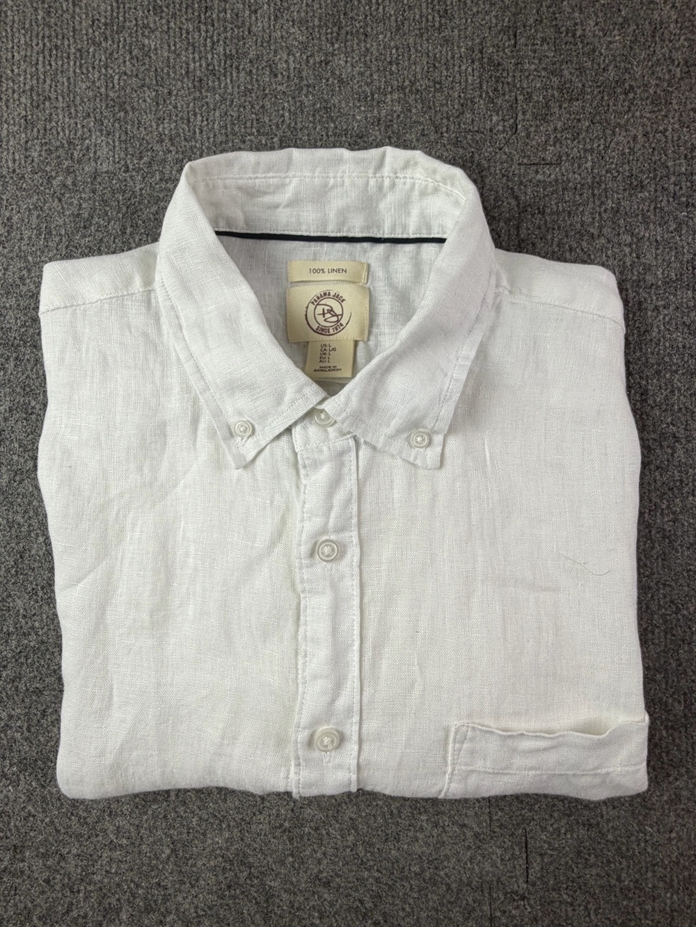 Panama Jack Mens 100% Linen Short Sleeve Button Down Shirt Size L White